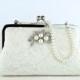Silk Lace Clutch with Brooch, Bridal clutch, Wedding purse, Wedding clutch