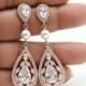 Rose Gold Bridal Earrings Wedding Jewelry Cubic Zirconia Posts Pearl Large Tear Drops Bridal Jewelry Crystal Wedding Earrings