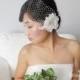 Ivory Birdcage Veil, Bridal Birdcage Veil, Ivory Veil, Wedding hair Accessory, Flower Veil by Selinish Design