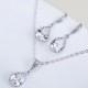 Bridal Earrings Bridal Necklace Clear White Cubic Zirconia Teardrops Bridal Jewelry Set