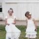 Flower Girl Dresses - Ivory Lace, Rustic Wedding, Cream Dress, Ruffles, Lace