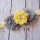 Yellow & Gray Headband -  Photo Prop - Newborn Infant Baby Toddler Girls Adult Flower Girl Wedding