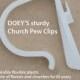 24 Wedding Pew Clips - Doey's Church Pew Clip hang 5lb. glass Mason jars, Cathyswraps vases, flowers, pom, pail, pew bow, vase, aisle marker