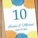 Printable Wedding Table Number Template - Chrysanthemum Table Number Yellow Orange Blue - Flat Table Card Download 5x7 Wedding Seating