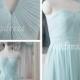 High quality Light Blue Bridesmaid dress V-neck Prom Dress Chiffon Long Skirt Formal Prom Dress Brides maid Formal Dresses with Sash