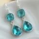Sea Green Teal Earrings Blue Silver Jewelry Teardrop Glass - Teal Blue Bridesmaid Earrings Wedding Earrings Teal Bridesmaid Jewelry