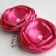Hot Pink Flower Hair Clips - Pink Bridesmaid Wedding Hair Accessory - Fuschia Fascinator