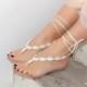 Crochet barefoot sandals cream foot decoration nude shoes wedding lace sexy  yoga  anklet  steampunk sandals beach pool
