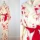 Vintage Kimono / Silk Kimono Robe / Dressing Gown / Long Robe / Wedding Lingerie / Downton Abbey / Art Deco Kimono / Cherry Blossom Floral