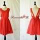A Party - V Shape Dress - Cocktail Dress Wedding Bridesmaid Dress Party Prom Dress Backless Dress Homecoming Bright Red Dress