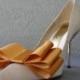 Amber Satin Ribbon Bow Shoe Clips Set Of Two, More Colors Available