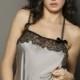 TONNI Silver Cloud  Silk satin and french lace Camisole Top - Bridal sleepwear lingerie