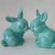 Bunny Wedding Cake Toppers in Turquoise or Color of Choice, Wedding Gift, Anniversary Gift, Easter Decor, Home or Garden Decor