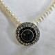 French Necklace 800 Silver Paste Button Cover Pearls Vintage