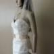 Bridal Veil with Beaded Re-embroidered 1 1/2 inch Lace Blush White Light Ivory