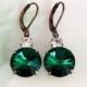 Emerald Green Earrings Emerald Green Rivoli Crystal Rhinestone Dangle Earrings May Birthday Prom Wedding Bridesmaid Jewelry