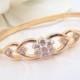 Rose Gold Bridal bracelet, Rose Gold Bangle bracelet, Wedding jewelry, Crystal bangle bracelet, Crystal Wedding bracelet, Simple bracelet