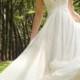 Chiffon Bateau Empire Criss Cross Crystals Wedding Dress