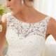 Scoop V-back Natural Waist A-line Satin,lace Wedding Dress