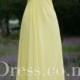 Daffodil Yellow Strapless Beaded Chiffon Long Prom Dress
