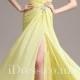 Strapless Sheath Lemon Yellow Chiffon Front Split Prom Dress with Crystal Brooch