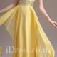 Yellow Chiffon Band Beaded One Shoulder A-line Prom Dress