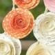 Orange, Pink & Recycled Book Page Paper Flower Garland - Set Of 4