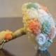 Mint Peach and Ivory Bridal Bouquet and Boutonnier