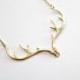 Gold Antler Necklace Deer Antler Jewelry Gold Necklace Country Wedding Gift Country girl Bridesmaid Jewelry