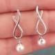 Infinity Pearl Drop Earrings Bridal Jewelry Wedding Jewelry Sterling silver Stud Earrings Pearl Earrings Bridesmaid Gifts Jewelry