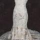 Strapless Sweetheart Ivory Lace Champagne Lining Mermaid Wedding Dress 