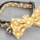Cat Collar with Bow Tie - Mustard Polka Dot