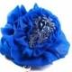 ON SALE Royal Blue Satin Crystal Clutch, Floral Crystal Floral Bridal Clutch, Wedding Purse, Royal Evening Clutch