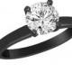 0.50 Carat Solitaire Diamond Engagement Ring Vintage Style 14K Black Gold Certified handmade