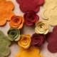 Autumn Harvest - 3D Rolled Roses Medium - 12 Die Cut Wool Blend Felt Flowers - Unassembled Rosettes