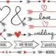 Wedding clip art, 70 hand-drawn arrows, digital clipart set, clip art mega pack, wedding invitation, scrapbooking,  instant download