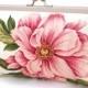 Clutch bag, wedding purse, pink flower, bridesmaid gift, gift box, PINK PEONY