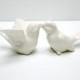 Ceramic Love Birds Wedding Cake Toppers Handmade  Glazes In White