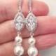 Wedding Jewelry Crystal and Pearl Bridal Earrings Victoria