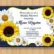 Sunflowers and Daises Bridal Shower Birthday Personalized Invitation .JPEG File Blue Wood