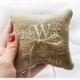 Embroidered Burlap Wedding ring pillow ,4x4 wedding pillow , ring pillow, ring bearer pillow with Custom embroidery (LR4)
