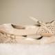 Stone Ballet Flats, Wedding Flats, Bridal flats, Wedding Shoes with Ivory Lace. US Size 5.5