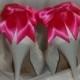 Satin Bow Shoe Clips - set of 2 -  Bridal Shoe Clips, Wedding shoe clips many colors to choose from
