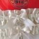 Firefighter Wedding Garters Maltese Cross Charms Handmade Light Ivory Garters