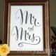 Mr. and Mrs. Table Card Sign - Sweetheart Table Wedding Reception Seating Signage - Lovebird Table Sign - Matching Numbers Available SS07