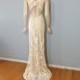 Vintage Lace Wedding Dress, Apricot Boho WEDDING Dress, Beach wedding Dress Sz Large