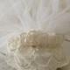 Sale Vintage Ivory Wedding -  Bridal Veil - Pearl Headpiece - Lace - Pearls - Gorgeous