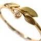 Leaves Diamond Ring No. 1 - 18K Gold and Diamond engagement ring, engagement ring, leaf ring, filigree, antique, art nouveau, vintage