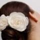 Bridal rose hair clip set of 2, Ivory bridal hair rose flowers, Vintage wedding hair accessories, Bridal hair piece, ivory white