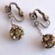 Drop Rhinestone Earrings - 1950s jewelry  - rhinestone, silver tone earrings - wedding jewelry